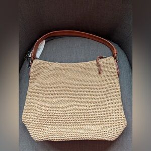 The Sak Cream and Brown Woven Shoulder Bag